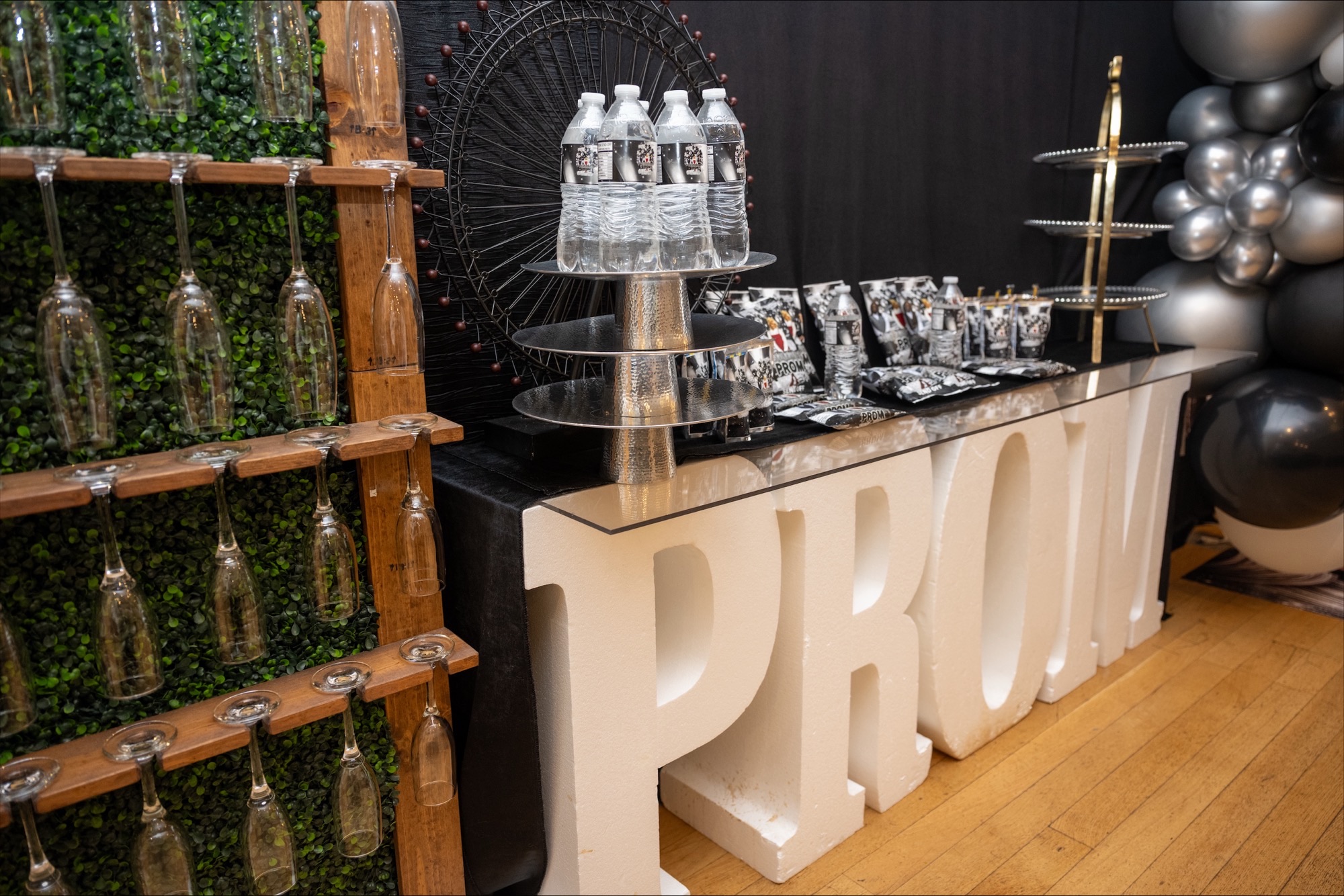 Custom prom display details and refreshments setup